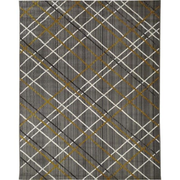 Tapete Carter 05 Cinza-Bege-Amarelo 0,50x0,80M - Edantex - 2