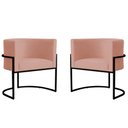 Ver imagem 1 de Kit 2 Poltronas Decorativa Sala de Estar Luana Base Preta Veludo Rosa - Montanaris Decor Md Montanar