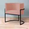 Kit 2 Poltronas Decorativa Sala de Estar Luana Base Preta Veludo Rosa - Montanaris Decor Md Montanar - 3