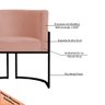Kit 2 Poltronas Decorativa Sala de Estar Luana Base Preta Veludo Rosa - Montanaris Decor Md Montanar - 5