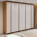 Ver imagem 1 de Guarda-roupa Casal 100% Mdf 8 Portas Easy Glow com Pés Amendoa Clean/off White