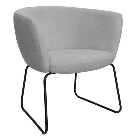 Poltrona Decorativa Isis Base Aço Preto Bouclé Cinza Claro - Nexta Casa