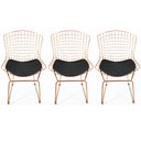 Ver imagem 1 de Kit 3 Cadeiras para cozinha BERTOIA cobre assento preto - Direto de Fábrica