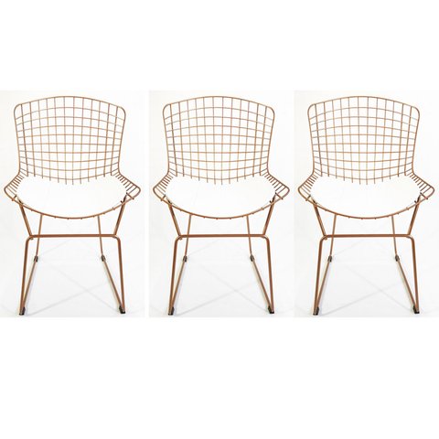 Kit 3 Cadeiras para cozinha BERTOIA cobre assento branco - Direto de Fábrica