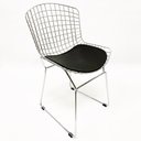 Ver imagem 2 de Kit 3 Cadeiras para cozinha BERTOIA cromada assento preto - Direto de Fábrica