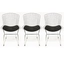 Ver imagem 1 de Kit 3 Cadeiras para cozinha BERTOIA cromada assento preto - Direto de Fábrica