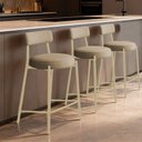 Ver imagem 1 de Banqueta Cozinha Alta com Encosto Kit 3 Industrial Champanhe Londres New Couro Flex D03 - D'Rossi