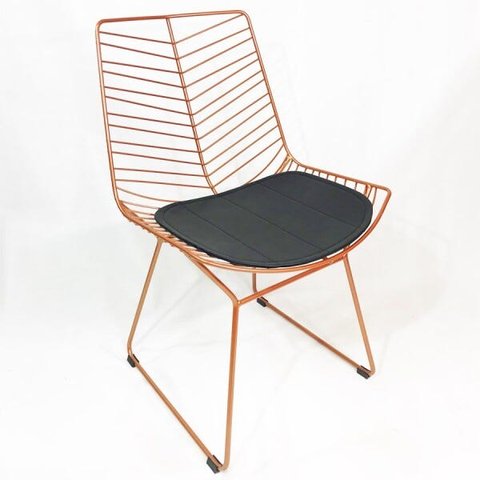 Cadeira Bertoia Retrô Cobre Assento Preto - Poltronas Do Sul