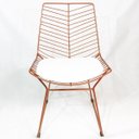 Ver imagem 2 de Cadeira Bertoia Retrô Cobre Assento Branco - Poltronas do Sul