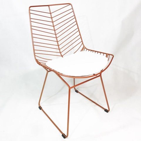 Cadeira Bertoia Retrô Cobre Assento Branco - Poltronas do Sul