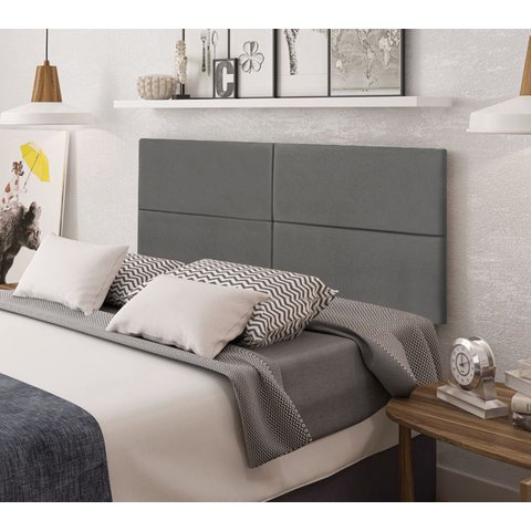 Cabeceira Solteiro Estofada Suspensa Moderna para Quarto de Criança/adulto - 90 Cm - Cinza Corino