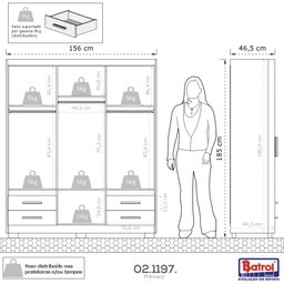 Guarda-Roupa Casal Grande Branco Primacy Batrol - 4