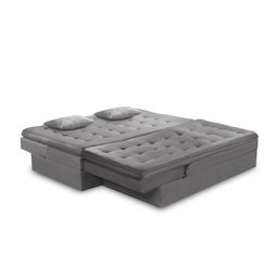 Sofá Cama King 5 Lugares 2,70m Alice Suede Cinza Adonai Estofados - 3