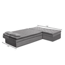 Sofá Cama King 5 Lugares 2,70m Alice Suede Cinza Adonai Estofados - 6