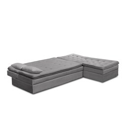Sofá Cama King 5 Lugares 2,70m Alice Suede Cinza Adonai Estofados - 4