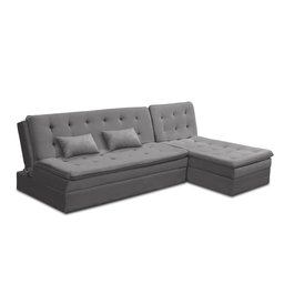 Sofá Cama King 5 Lugares 2,70m Alice Suede Cinza Adonai Estofados - 2
