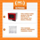 Ver imagem 2 de Kit - Forno Turbo Prp-004 Plus Digital 127v Vermelho + 4 Assadeiras - Progás