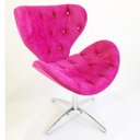 Ver imagem 2 de Poltrona Decorativa SWAN capitonê rosa pink base alumínio giratória - Poltronas do Sul