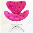 Ver imagem 1 de Poltrona Decorativa SWAN capitonê rosa pink base alumínio giratória - Poltronas do Sul