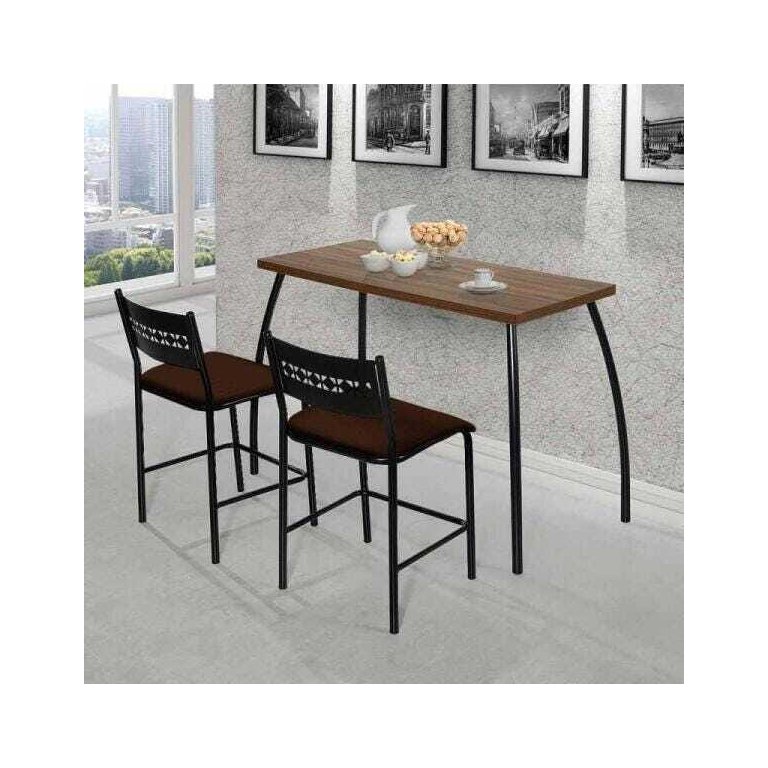 Mesa com 2 Cadeiras Aço Nobre Fit Flora Marrom