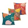Kit 3 Almofadas decorativas Flores Abstratas 45x45cm - 1
