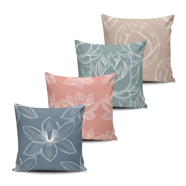 Kit 4 Almofadas decorativas Floral Nativa Color 45x45cm - 1