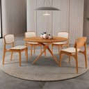 Ver imagem 1 de Sala de Jantar Mesa Ballare 135cm Tampo Laminado Redondo com 4 Cadeiras Malta