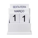 Ver imagem 3 de Calendário Permanente Decorativo de Mesa Elegante Suporte e Bloquinhos em Madeira