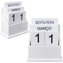 Ver imagem 2 de Calendário Permanente Decorativo de Mesa Elegante Suporte e Bloquinhos em Madeira