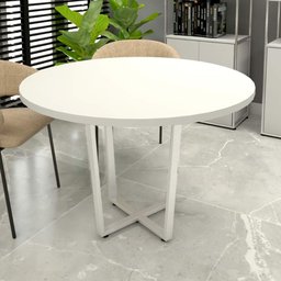 Mesa de Reunião Industrial Branca 110cm Pés em Metal F5  - 2