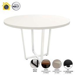 Mesa de Reunião Industrial Branca 110cm Pés em Metal F5  - 4