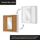 Ver imagem 4 de Guarda-Roupa 100% MDF 3 Portas de Correr 4 Gavetas com Espelho 193x213x55cm Cinamomo/Branco