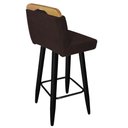 Ver imagem 3 de Kit 03 Banqueta Alta C/ Encosto Lith Para Cozinha Bar Balcão Bistrô Pé Palito Preto Suede Marrom - A