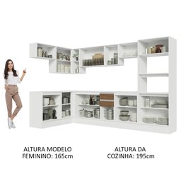 Armário de Cozinha Completa de Canto 100% MDF 447cm Branco/Rustic/Crema Smart Madesa 02 - 6