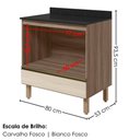Ver imagem 3 de Balcao com Tampo e Nicho para Forno 1 Gaveta MDF 80 cm Kali 1640622 Carvalho Toq Bianco Nicioli