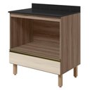 Ver imagem 1 de Balcao com Tampo e Nicho para Forno 1 Gaveta MDF 80 cm Kali 1640622 Carvalho Toq Bianco Nicioli