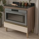 Ver imagem 2 de Balcao com Tampo e Nicho para Forno 1 Gaveta MDF 80 cm Kali 1640622 Carvalho Toq Bianco Nicioli