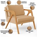 Ver imagem 4 de Kit 4 Poltronas Decorativa para Sala Pietra Estrutura de Madeira L02 Linho Bege Escuro - Lyam