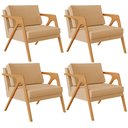 Ver imagem 1 de Kit 4 Poltronas Decorativa para Sala Pietra Estrutura de Madeira L02 Linho Bege Escuro - Lyam