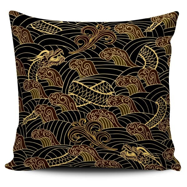 Kit 3 Almofadas Decorativas Dragão Chines Dourado 45x45cm - 2