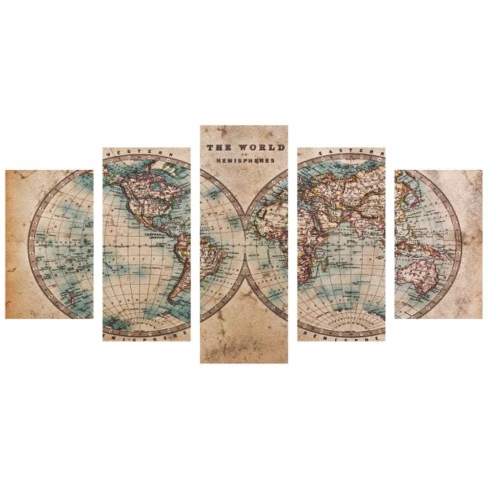 Quadro Canvas Mapa Mundi Moderno Para Decoração Casa 1 - 3