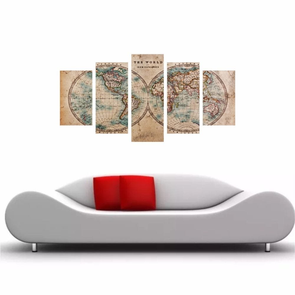 Quadro Canvas Mapa Mundi Moderno Para Decoração Casa 1 - 6