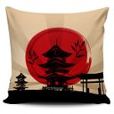 Ver imagem 4 de Kit 4 Almofadas Decoração Japonesa Vermelho Preto 45x45cm