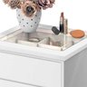 Mesa de Cabeceira para Cama 4 Gavetas e Porta Objetos com Vidro Decor Potente Branco - 3
