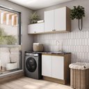 Ver imagem 1 de Lavanderia Modulada Kappesberg Celeste 3 Peças Nogueira/branco 160cm