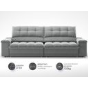 Ver imagem 4 de Sofá com Porta Copos e Carregador Usb Ret Rec Luke 2,30m Veludocristal Cinza - Netsofas