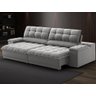 Sofá com Porta Copos e Carregador Usb Ret Rec Luke 2,30m Veludocristal Cinza - Netsofas - 1
