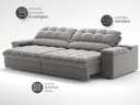 Ver imagem 5 de Sofá com Porta Copos e Carregador Usb Ret Rec Luke 2,30m Veludocristal Cinza - Netsofas