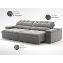 Ver imagem 5 de Sofá com Porta Copos e Carregador Usb Ret Rec Luke 2,30m Veludocristal Cinza - Netsofas