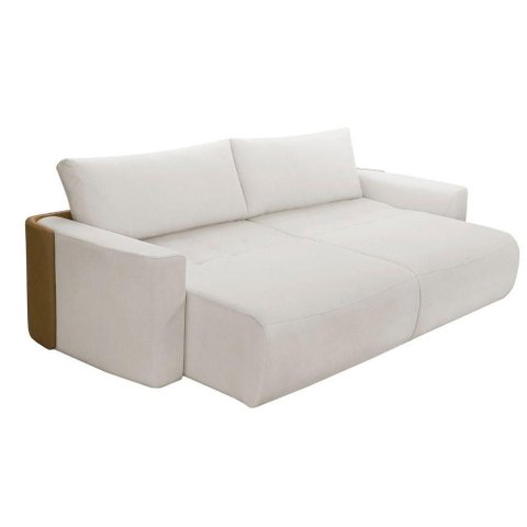 Sofá Cama 3 Lugares 2,30m Orgânico Belissimo Bege / Marrom